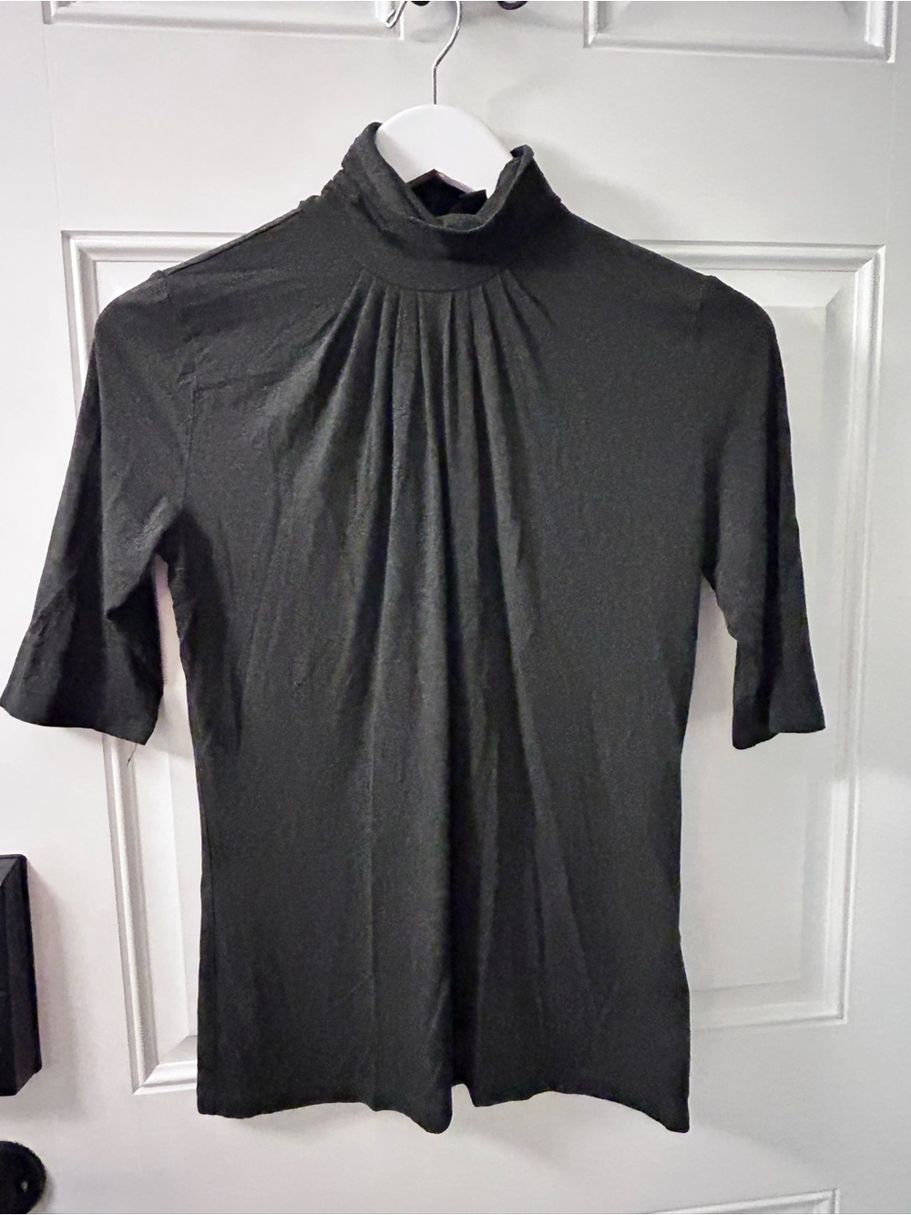 Banana Republic Black Short-Sleeve Mock Neck Top